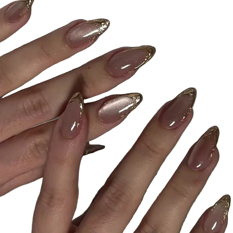 TEEK - 24Pcs Sheer Tip 3D Acrylic Almond Medium Press on Fake Nails NAIL ART theteekdotcom 18