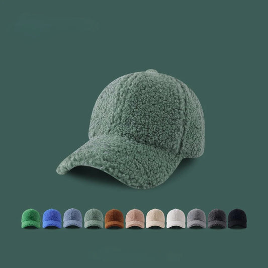 Artificial Lamb Wool Baseball Cap Women Winter Warm Hat Men Outdoor Sports Travels Baseball Hats Autumn Spring Hats TEEK