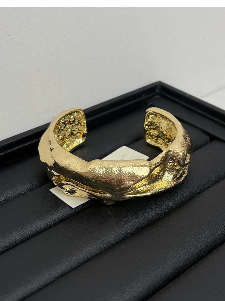 TEEK - Vintage Metal Irregular Lava Textured Bracelets JEWELRY theteekdotcom Gold
