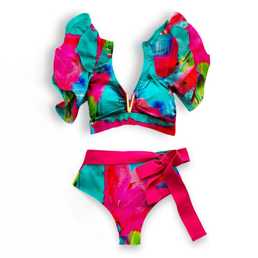 TEEK - Push-Up Padded Ruffles Belted Bandage Bikini SWIMWEAR theteekdotcom