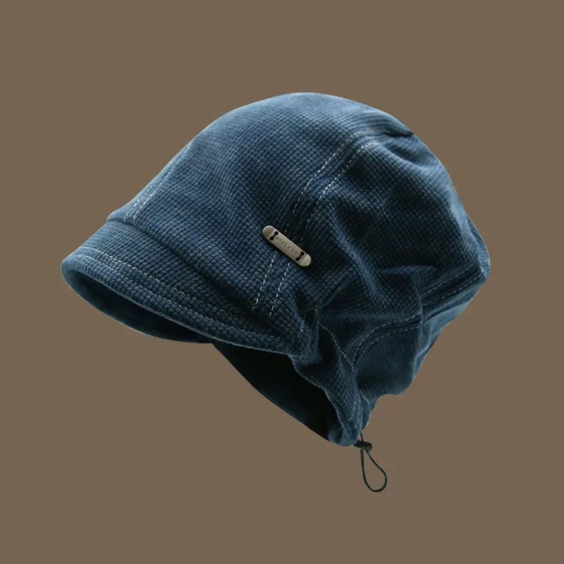 TEEK - Mens Small Brimmed Drawstring Knitted Stacked Hat HAT theteekdotcom Blue