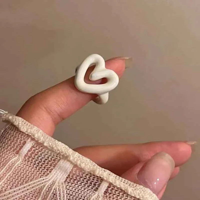 TEEK - Enamel Heart Love Rings JEWELRY theteekdotcom White