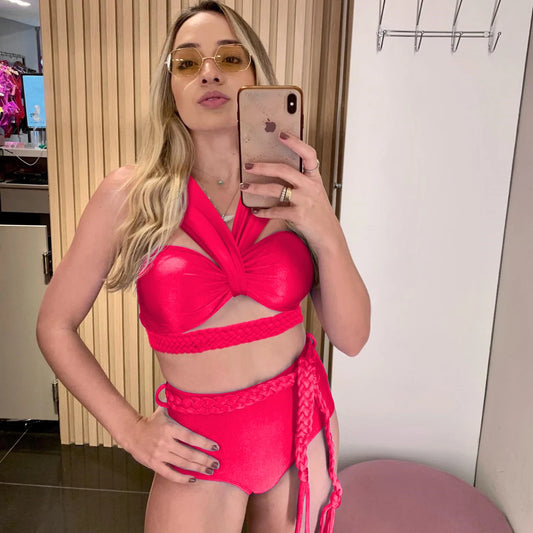 TEEK - Push-Up Padded Ruffles Belted Bandage Bikini SWIMWEAR theteekdotcom FL23660R1 S