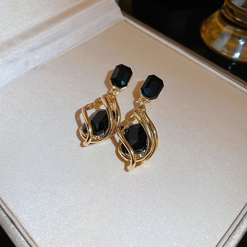 TEEK - Bejeweled Water Drop Metal Vintage Earrings JEWELRY theteekdotcom HE5775-4