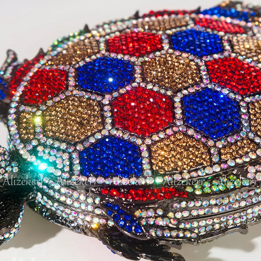 TEEK - Turtle Shaped Handmade Metallic Crystal Clutch BAG theteekdotcom