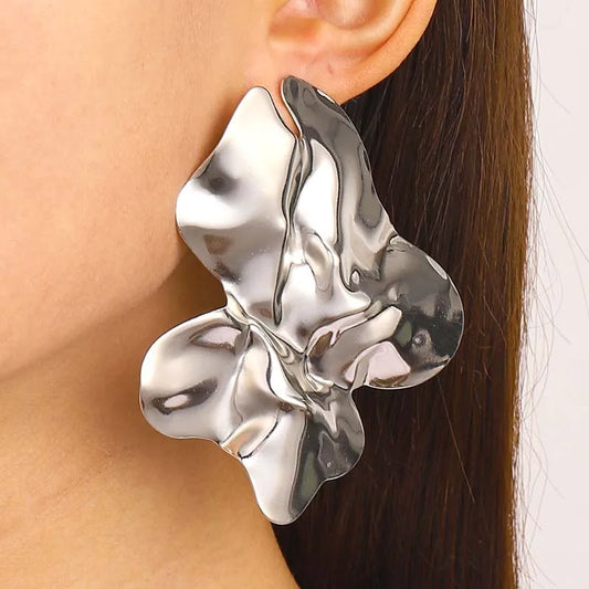 TEEK - Metal Irregular Pleated Pressed Earrings JEWELRY theteekdotcom