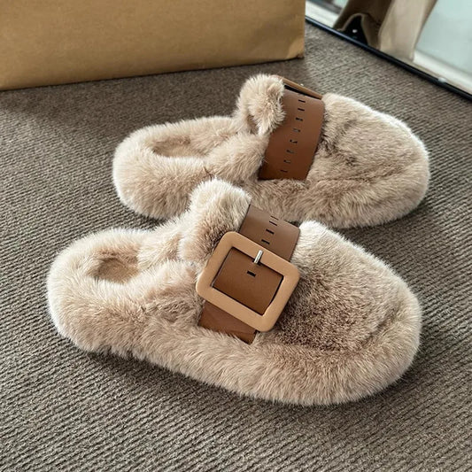 TEEK - Plush Thicked Platform Anti-Slip Slippers SHOES theteekdotcom light khaki B 5.5