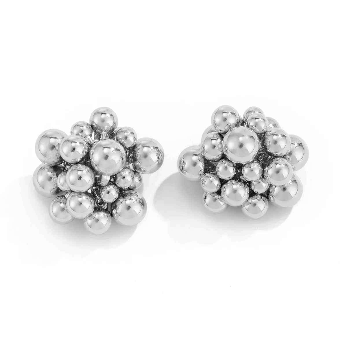 TEEK - Metal Beaded Cluster Earrings JEWELRY theteekdotcom Platinum Plated