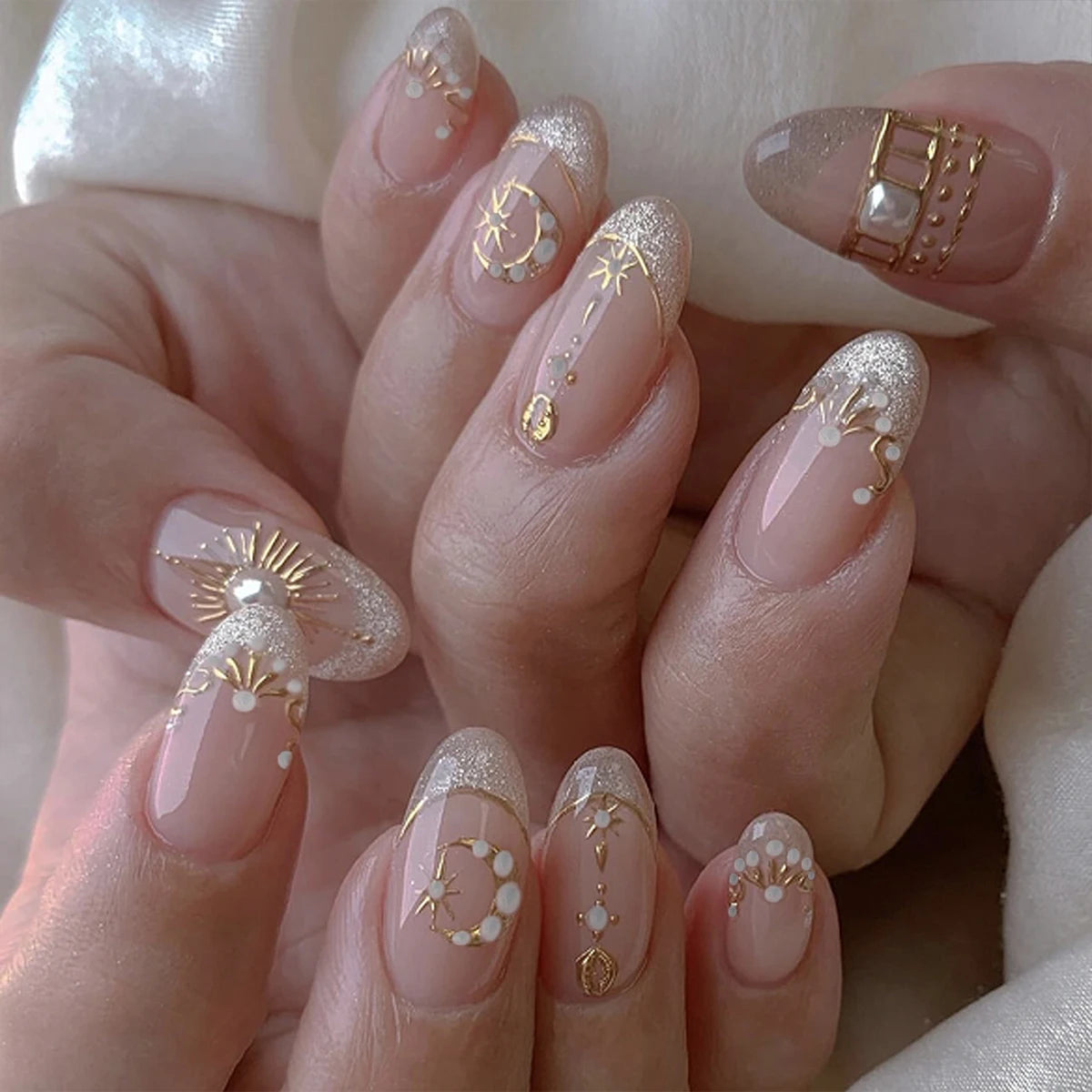 TEEK - 24Pcs Sheer Tip 3D Acrylic Almond Medium Press on Fake Nails NAIL ART theteekdotcom 7