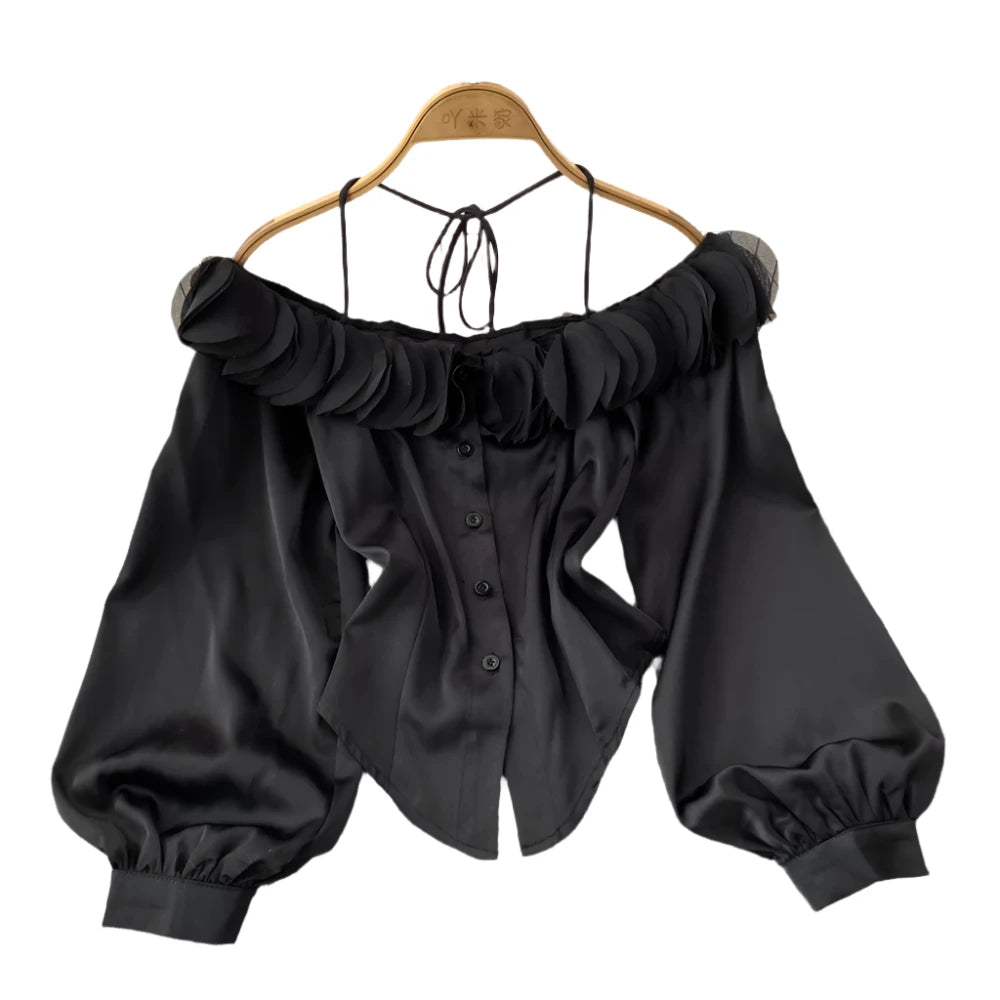 TEEK - Lace French Chic Blouse TOPS theteekdotcom D black One Size