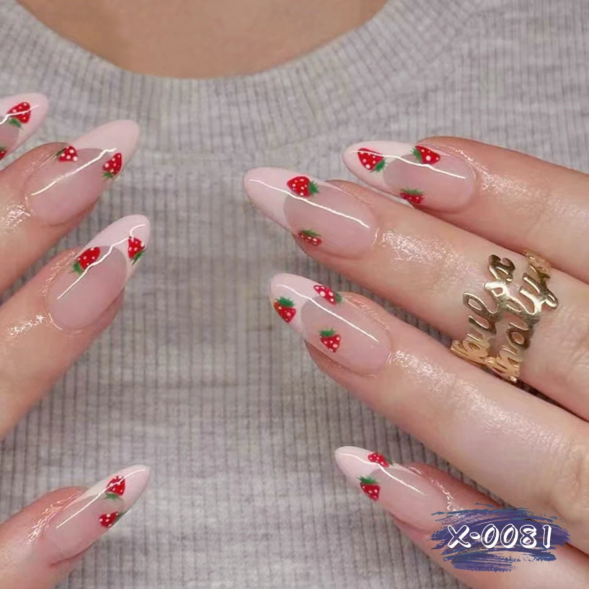 TEEK - 24pcs Romantic Decor False Almond Nails NAIL ART theteekdotcom 28