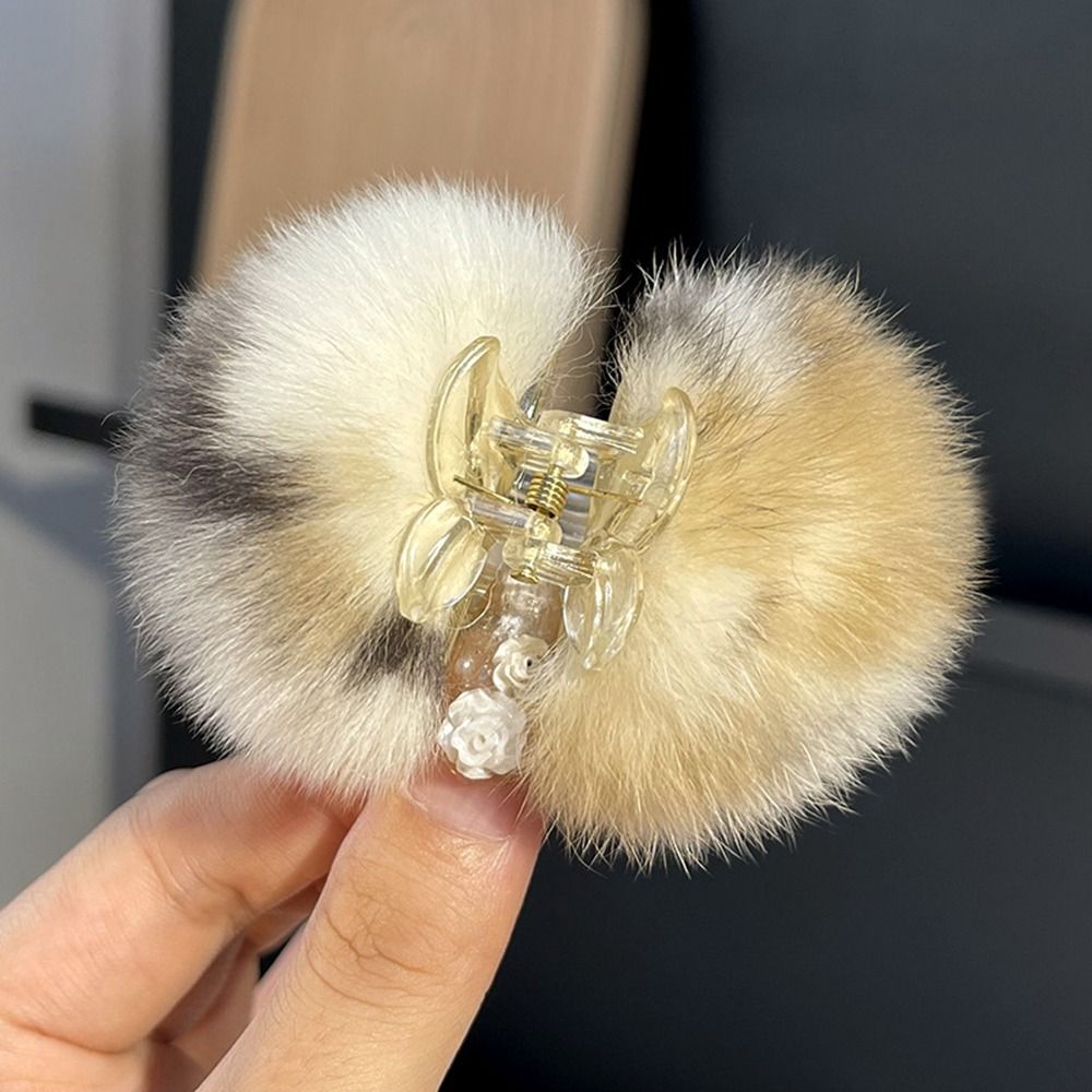 TEEK - Rabbit Fluff Hair Claw Clips HAIR CARE theteekdotcom beige