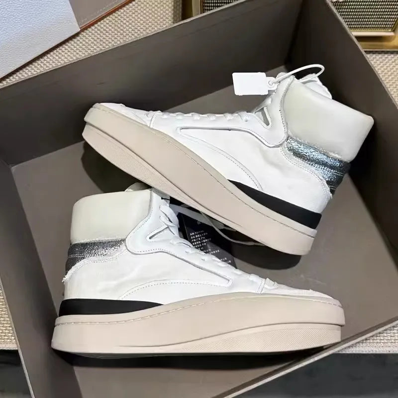 TEEK - Mens Spliced Canvas Genuine Leather High Top Sneakers SHOES theteekdotcom as pic 45