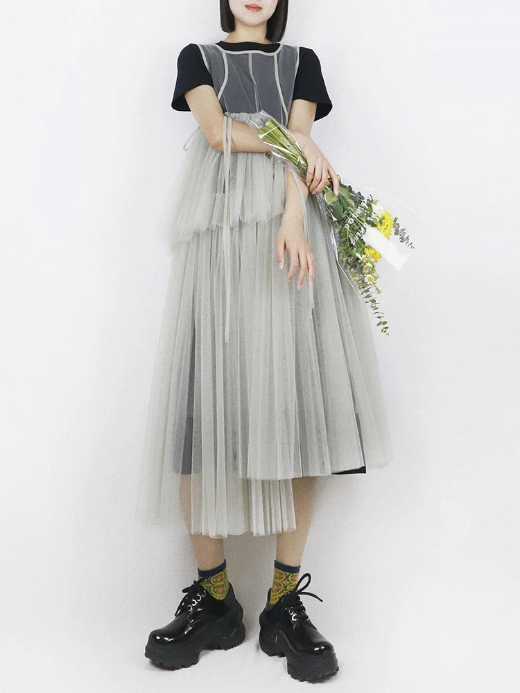 TEEK - Mesh Top Sleeveless Layered dress DRESS theteekdotcom