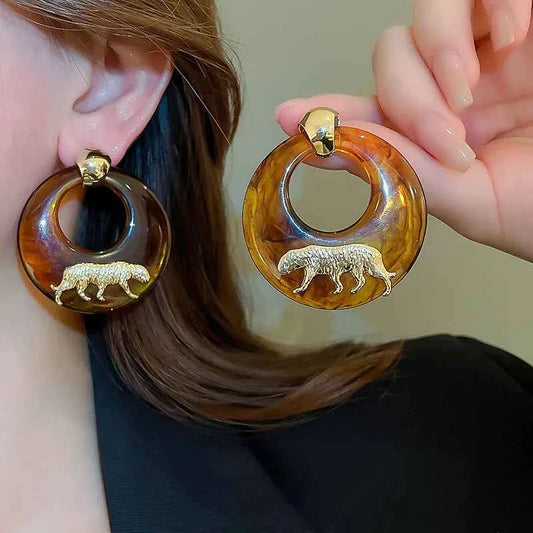 TEEK - Maillard Smudged Tiger Animal Resin Earrings