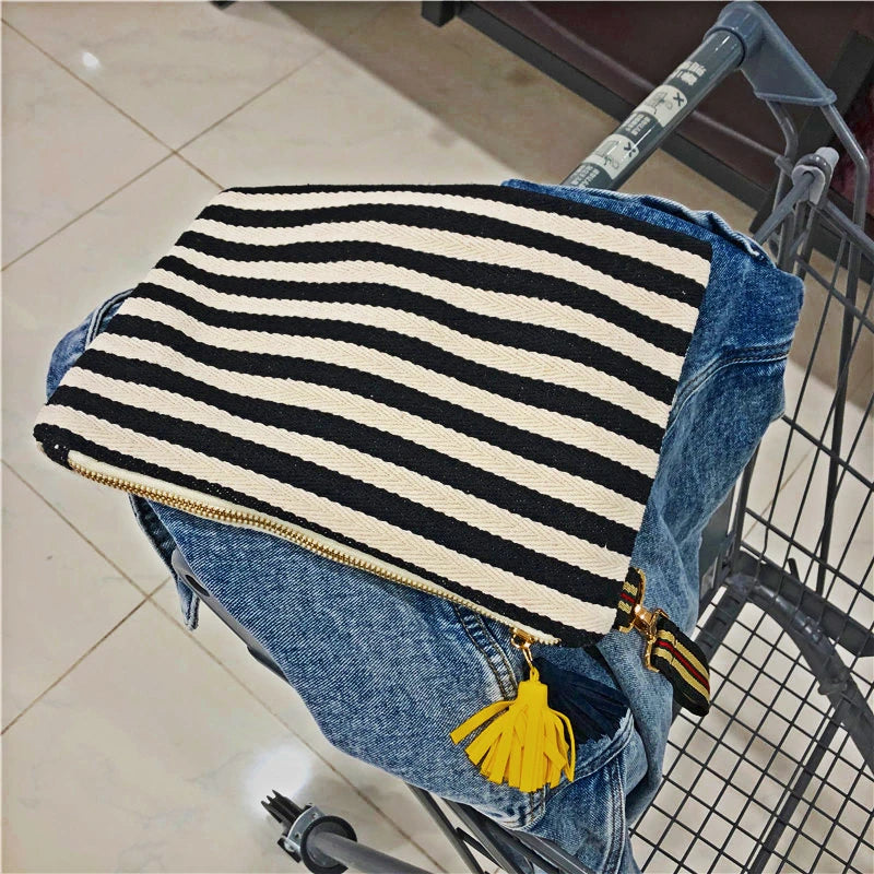 TEEK - Striped Tassel Pouch BAG theteekdotcom