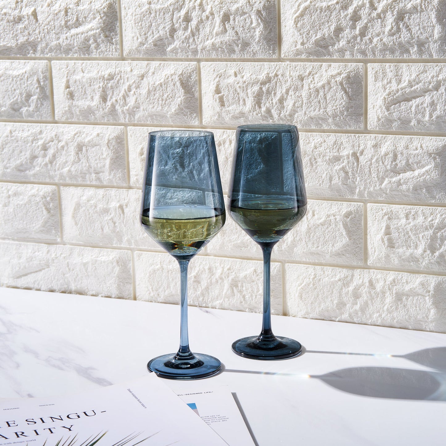 TEEK - Tonal Stemmed Wine Glassware Cloudy Blue Set HOME DECOR TEEK KS