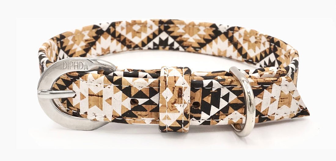 TEEK - Diamond Cork Leather Collar PET SUPPLIES TEEK DIP XS Silver Color