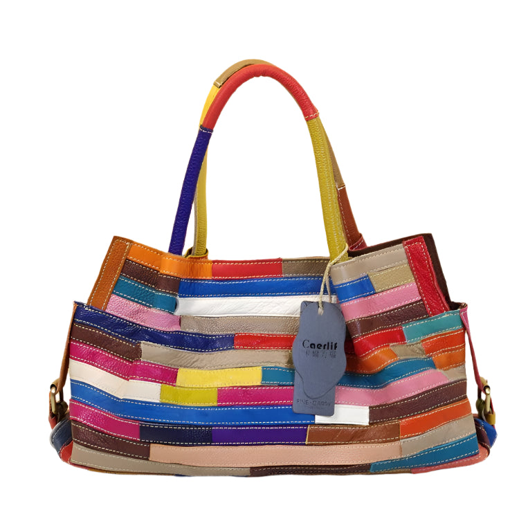 TEEK - Colorful Stripes Special Stitching Casual Shoulder Women Bag BAG theteekdotcom