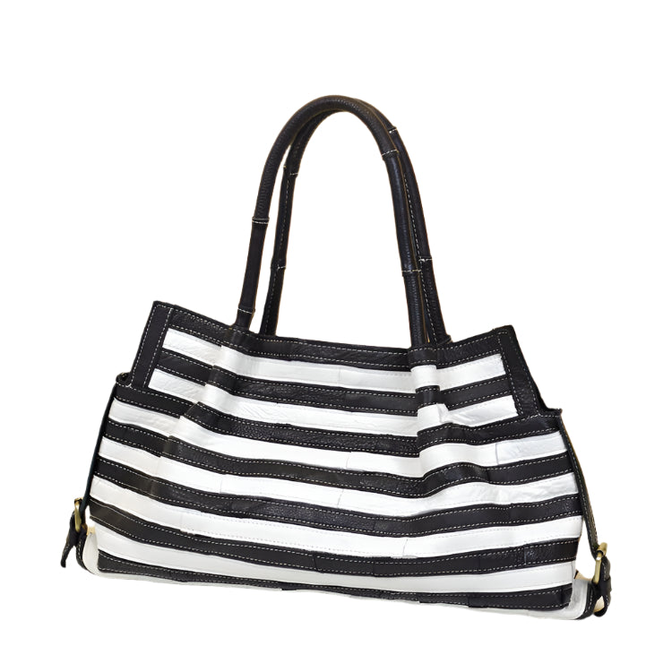 TEEK - Colorful Stripes Special Stitching Casual Shoulder Women Bag BAG theteekdotcom Black and White
