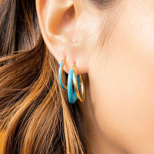 TEEK - Enamel Double Hoop Earrings JEWELRY TEEK GNH