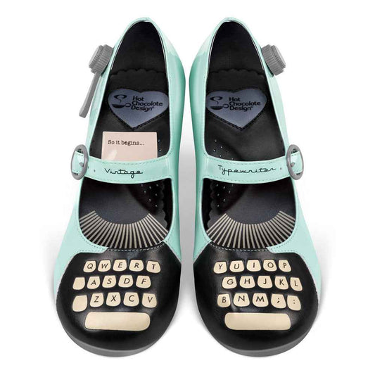 Chocolaticas® Mid Heels Typewriter Women's Mary Jane Pump Mid Heels Hot Chocolate Design