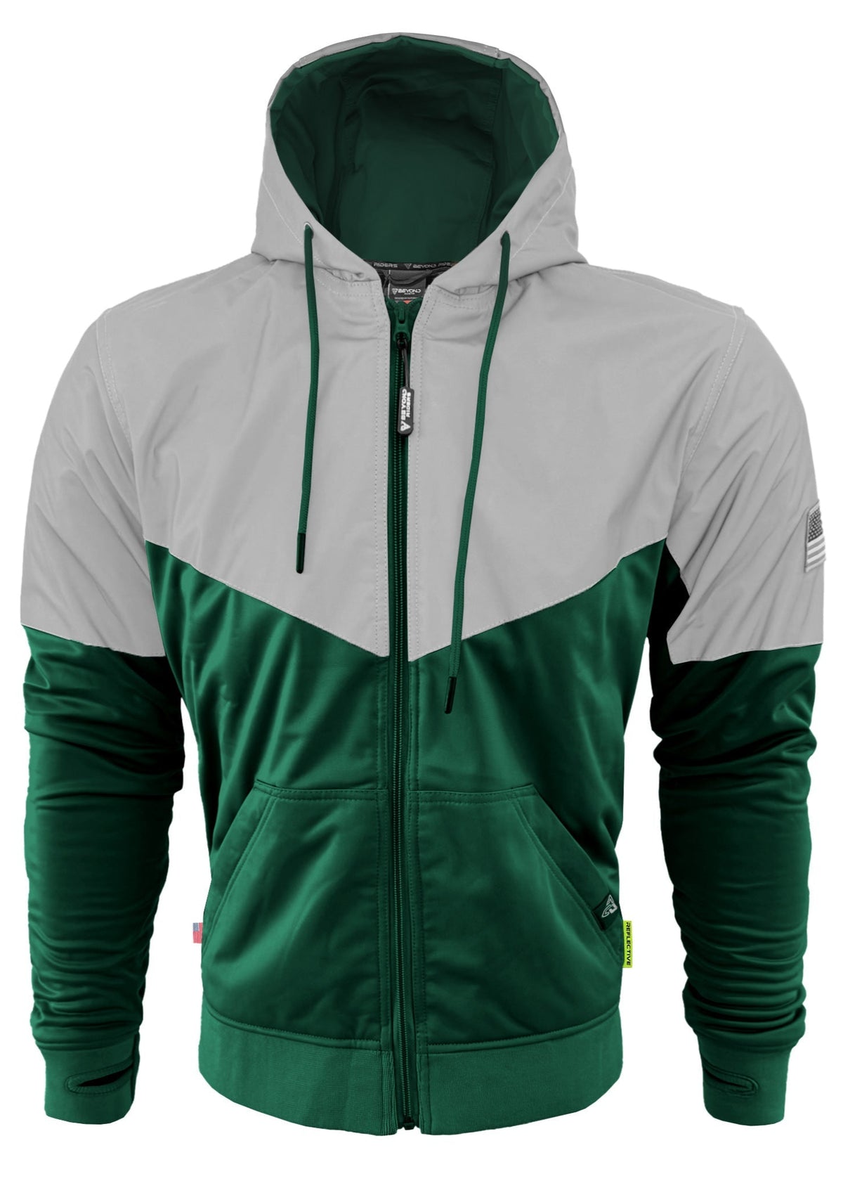 TEEK - Mens Ultra Reflective Padded Hoodie Dark Green Eclipse JACKET TEEK BR