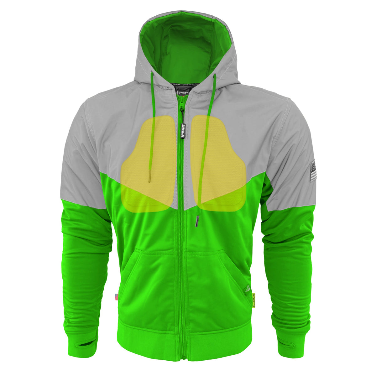 TEEK - Mens Ultra Reflective Padded Hoodie Green Eclipse JACKET TEEK BR Green Eclipse XXS