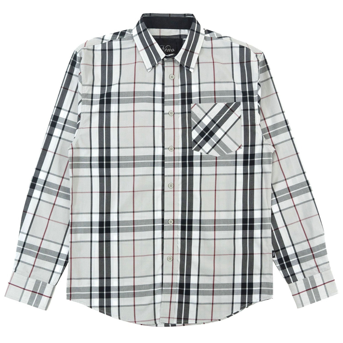 TEEK - V1826 Brandon Long sleeves Plaid Shirt - Gray TOPS TEEK MJ L GRAY