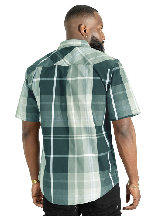 V832 Leon Plaid Shirt - Black Button Down Makobi Jeans USA