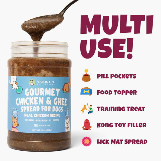 Chicken & Ghee Dog Meat Spread – High-Protein, Low-Carb Keto Treat | 12oz Jar Dog Treat Visionary Pet Foods