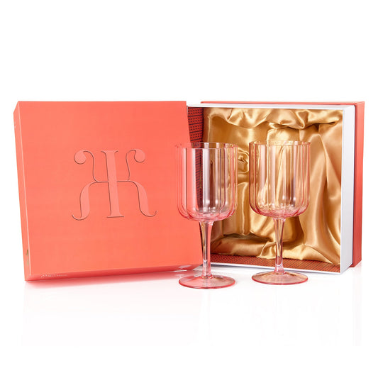 TEEK - Flower Stemmed Wine Glassware Pink Set HOME DECOR TEEK KS