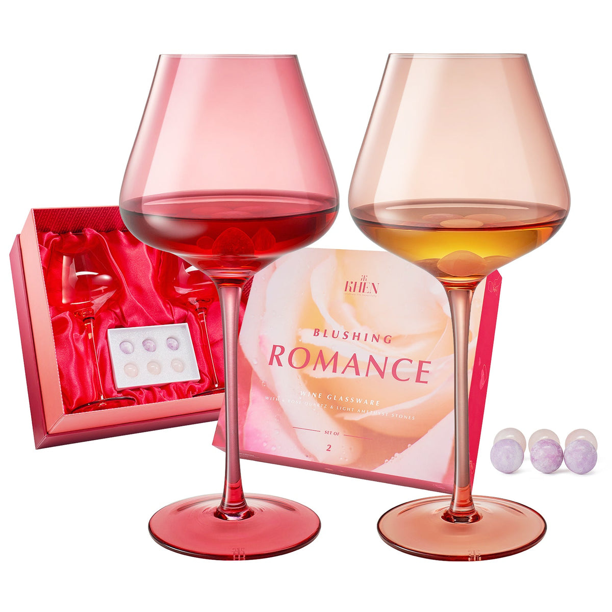TEEK - Love Stemmed Wine Glassware & Quartz Stone Chillers Set HOME DECOR TEEK KS Romance
