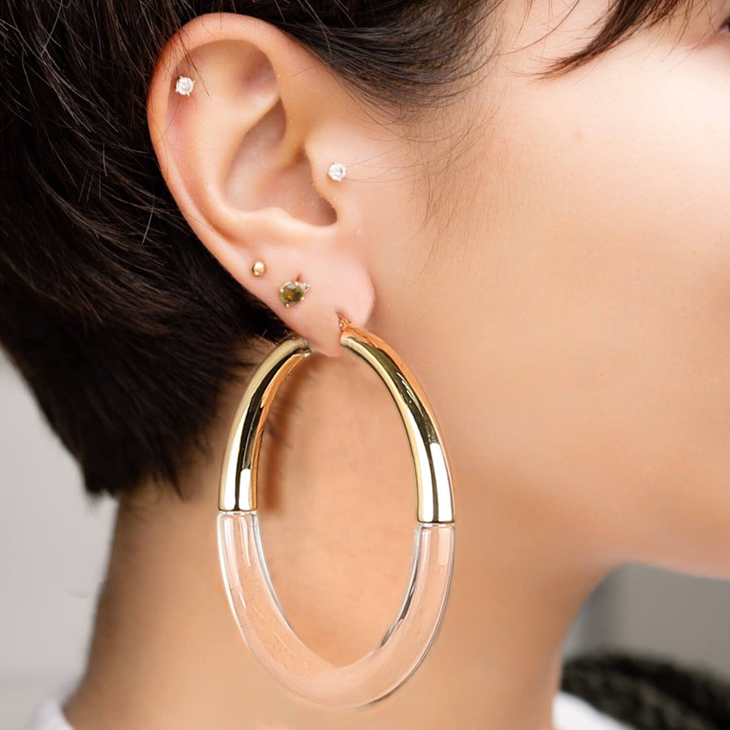 TEEK - XL Clear Chunky Graduated Hoop Earrings JEWELRY TEEK GNH