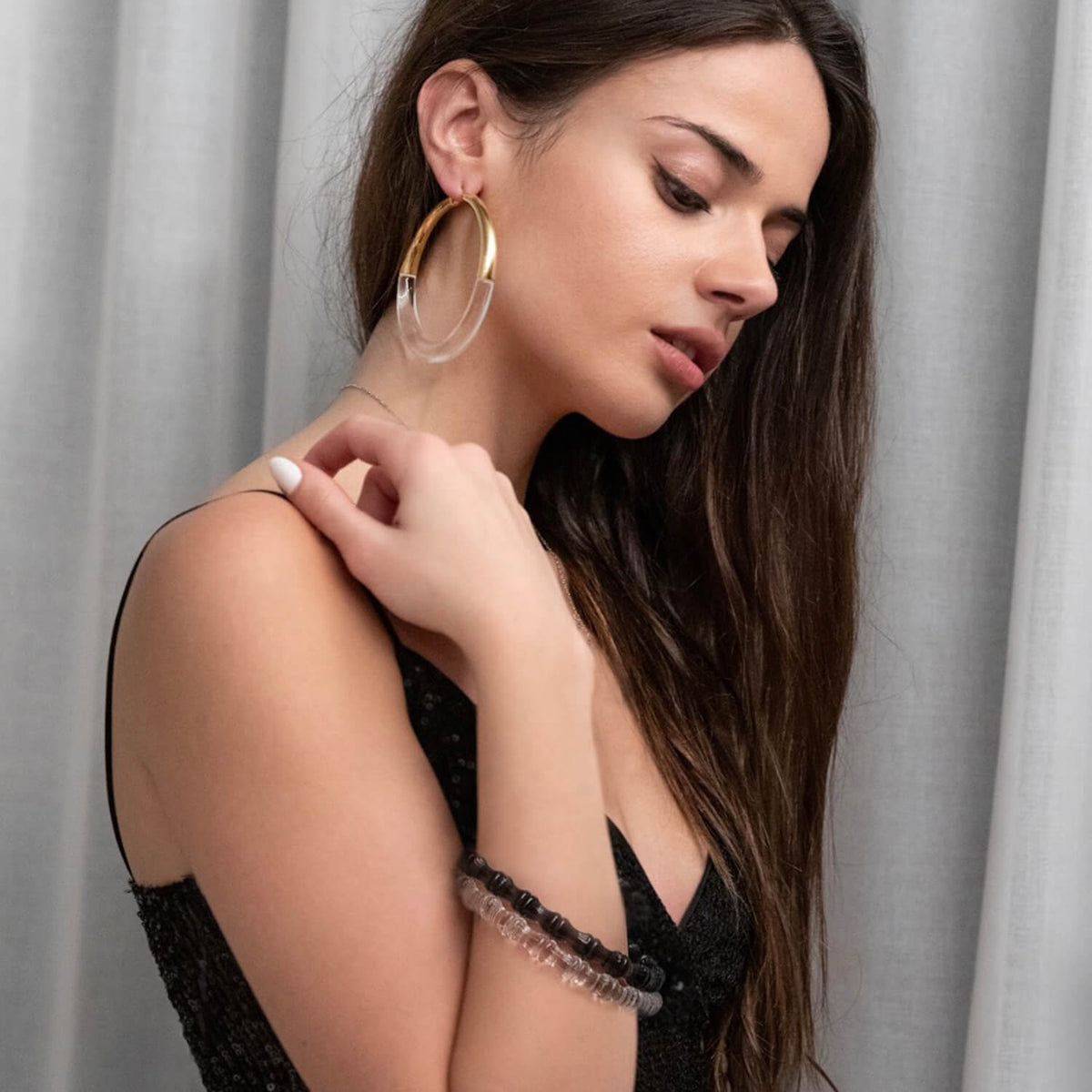 TEEK - XL Clear Chunky Graduated Hoop Earrings JEWELRY TEEK GNH