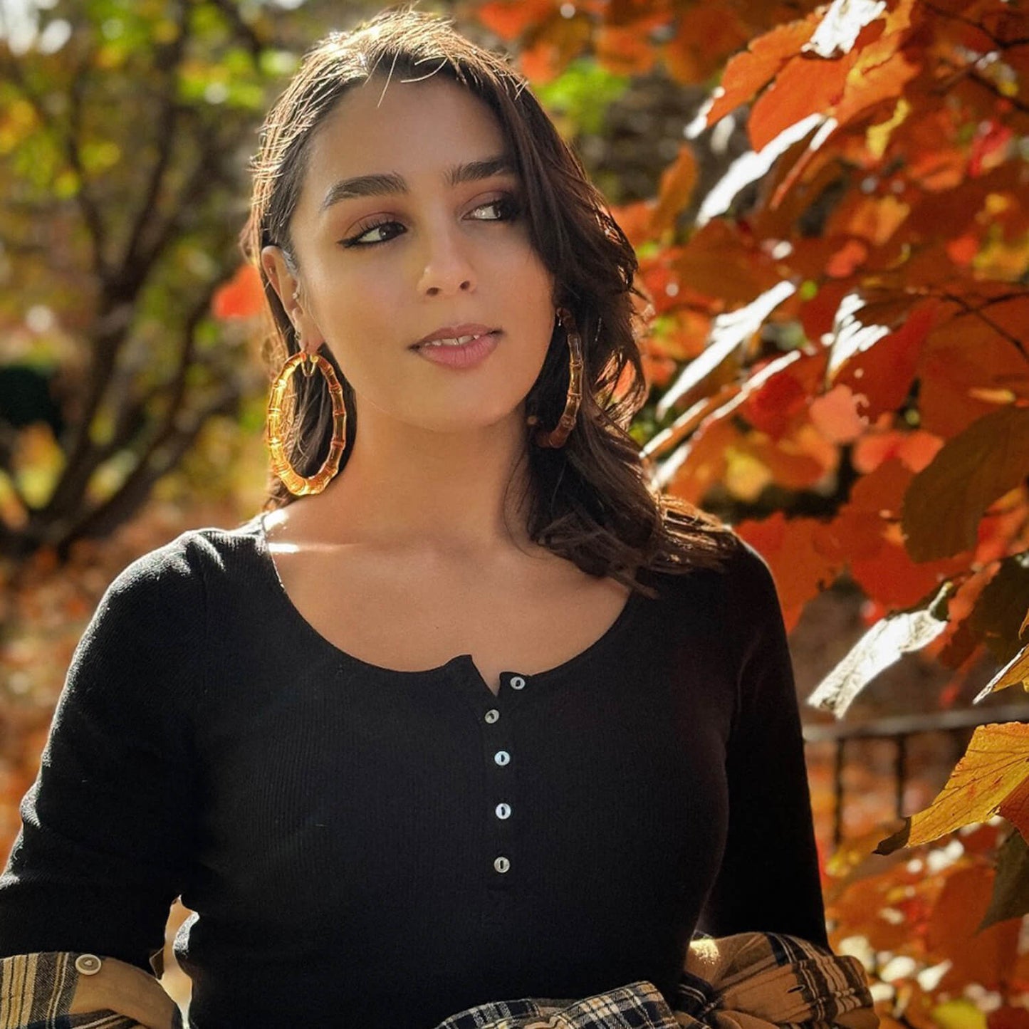 TEEK - XL Honey Lucite Bamboo Hoop Earrings JEWELRY TEEK GNH