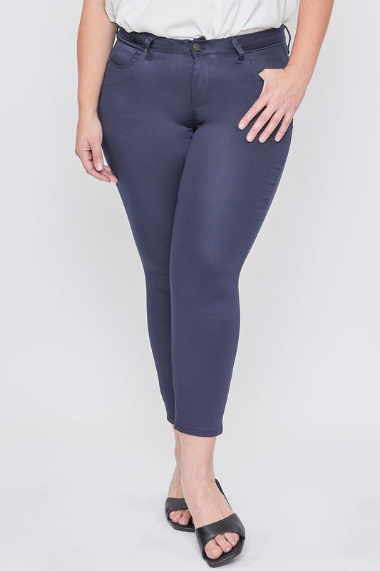 TEEK - Womens Plus Size Mid Rise Hyperstretch Ankle Pants - Navy