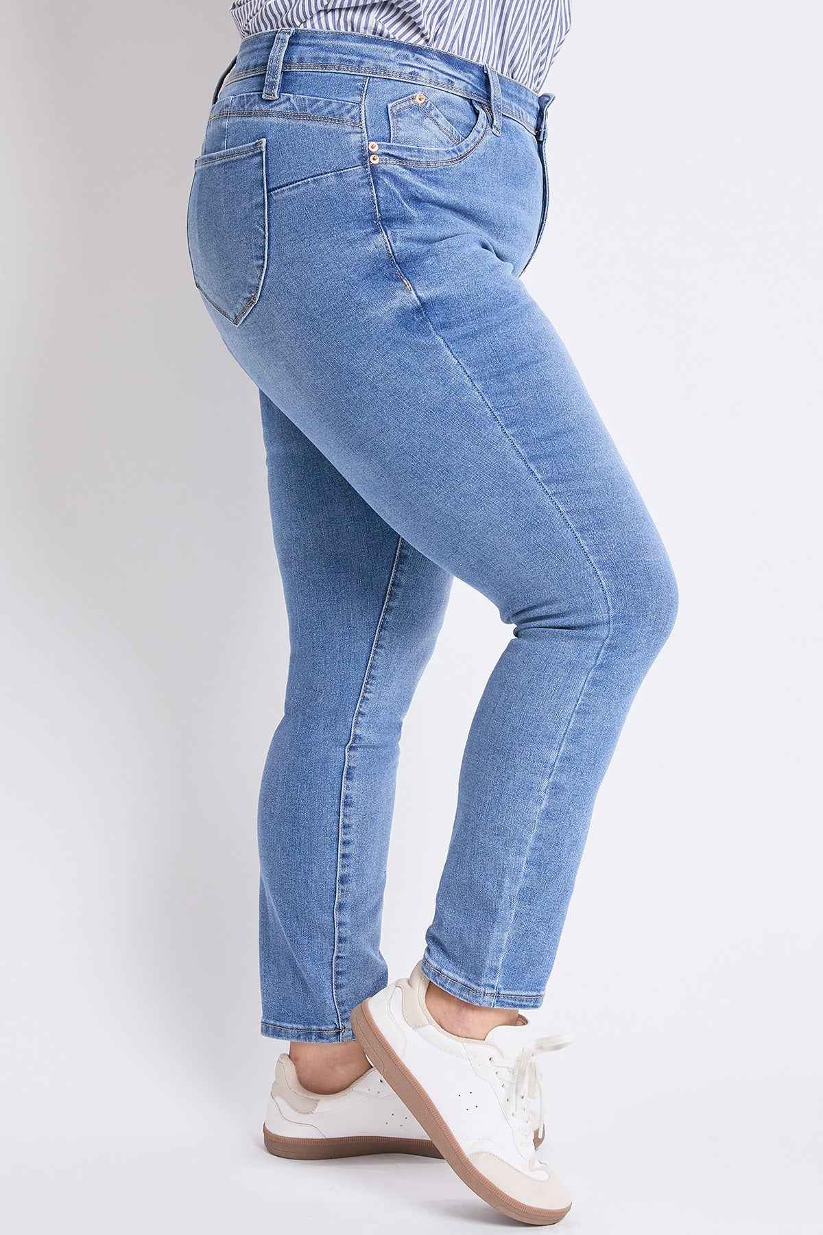 TEEK - Womens Plus High Rise Curve Confidence WannaBettaButt Skinny Jeans JEANS YMI JEANS