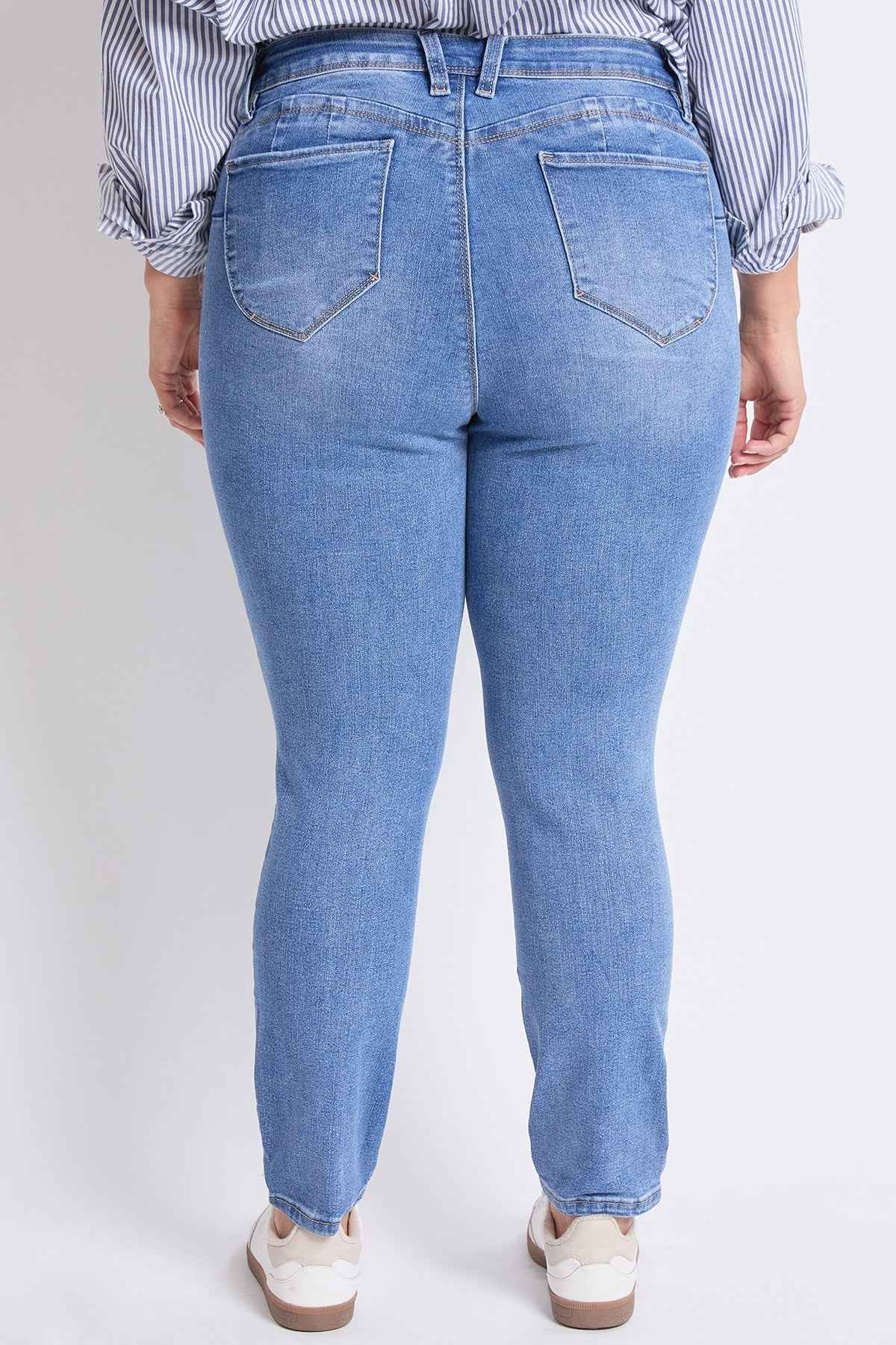 TEEK - Womens Plus High Rise Curve Confidence WannaBettaButt Skinny Jeans JEANS YMI JEANS