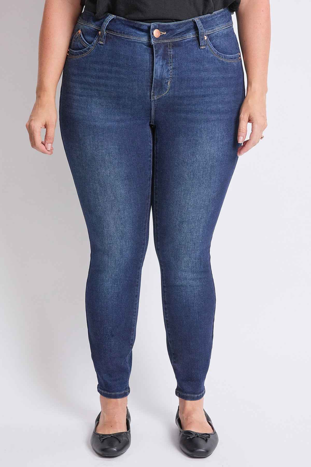 TEEK - Womens Plus High Rise Curve Confidence WannaBettaButt Skinny Jeans JEANS YMI JEANS