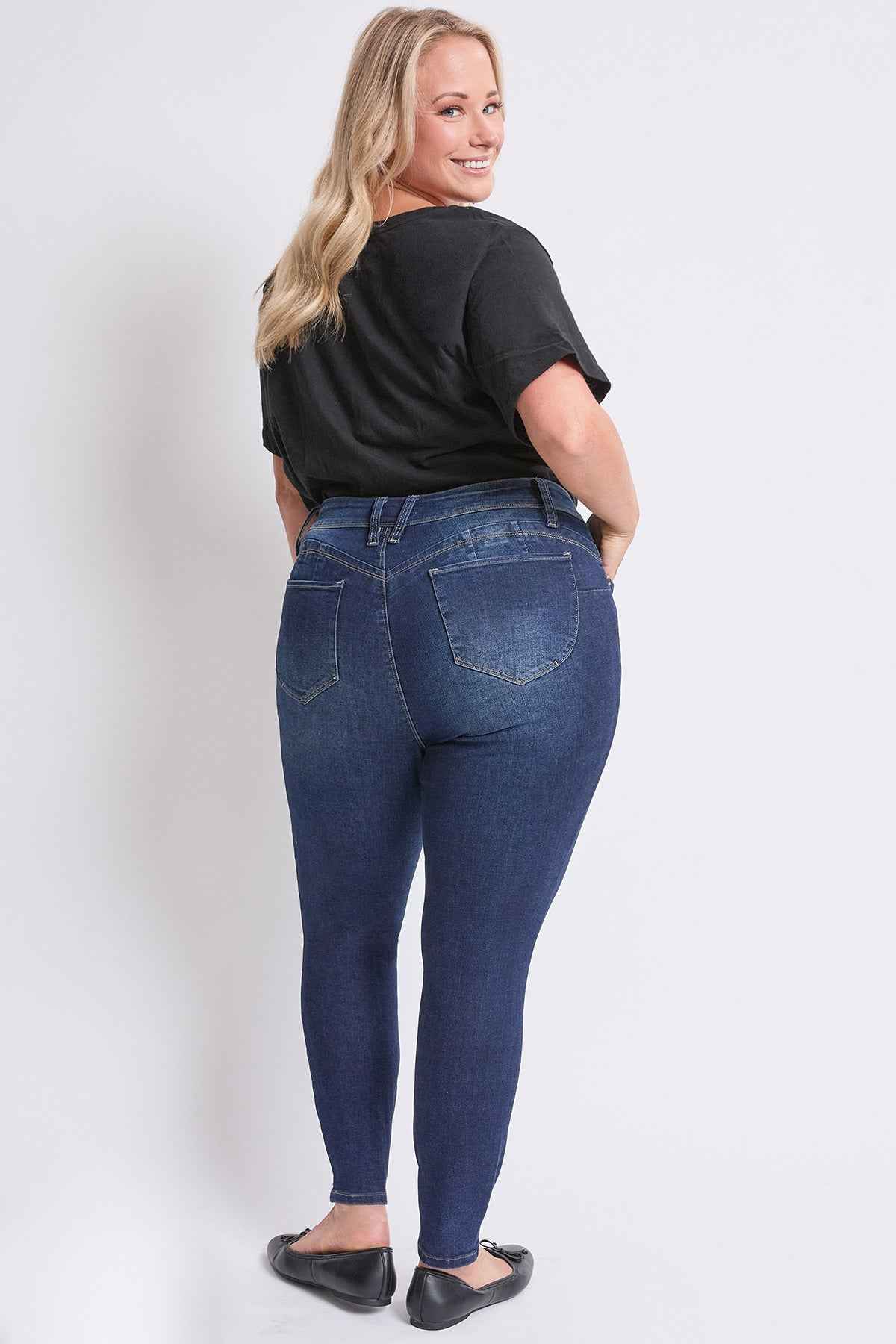 TEEK - Womens Plus High Rise Curve Confidence WannaBettaButt Skinny Jeans JEANS YMI JEANS