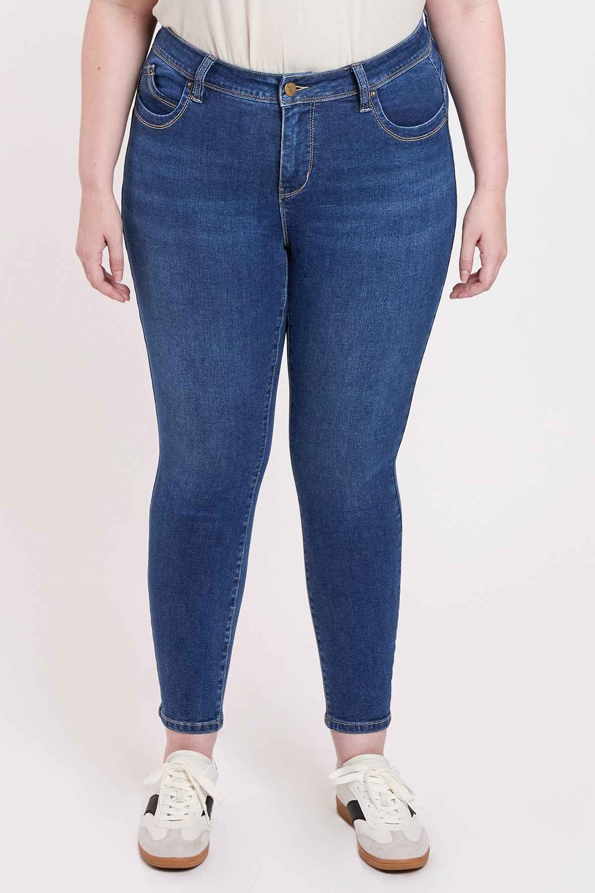 TEEK - Womens Plus High Rise Curve Confidence WannaBettaButt Skinny Jeans JEANS TEEK YMJ
