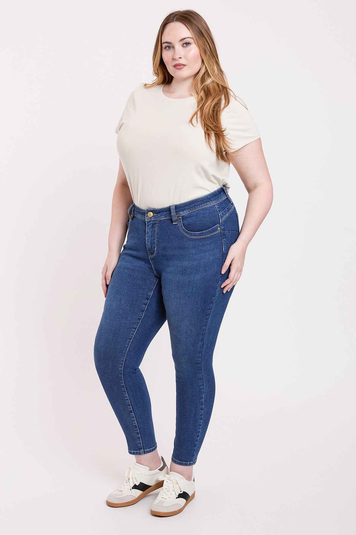 TEEK - Womens Plus High Rise Curve Confidence WannaBettaButt Skinny Jeans JEANS TEEK YMJ
