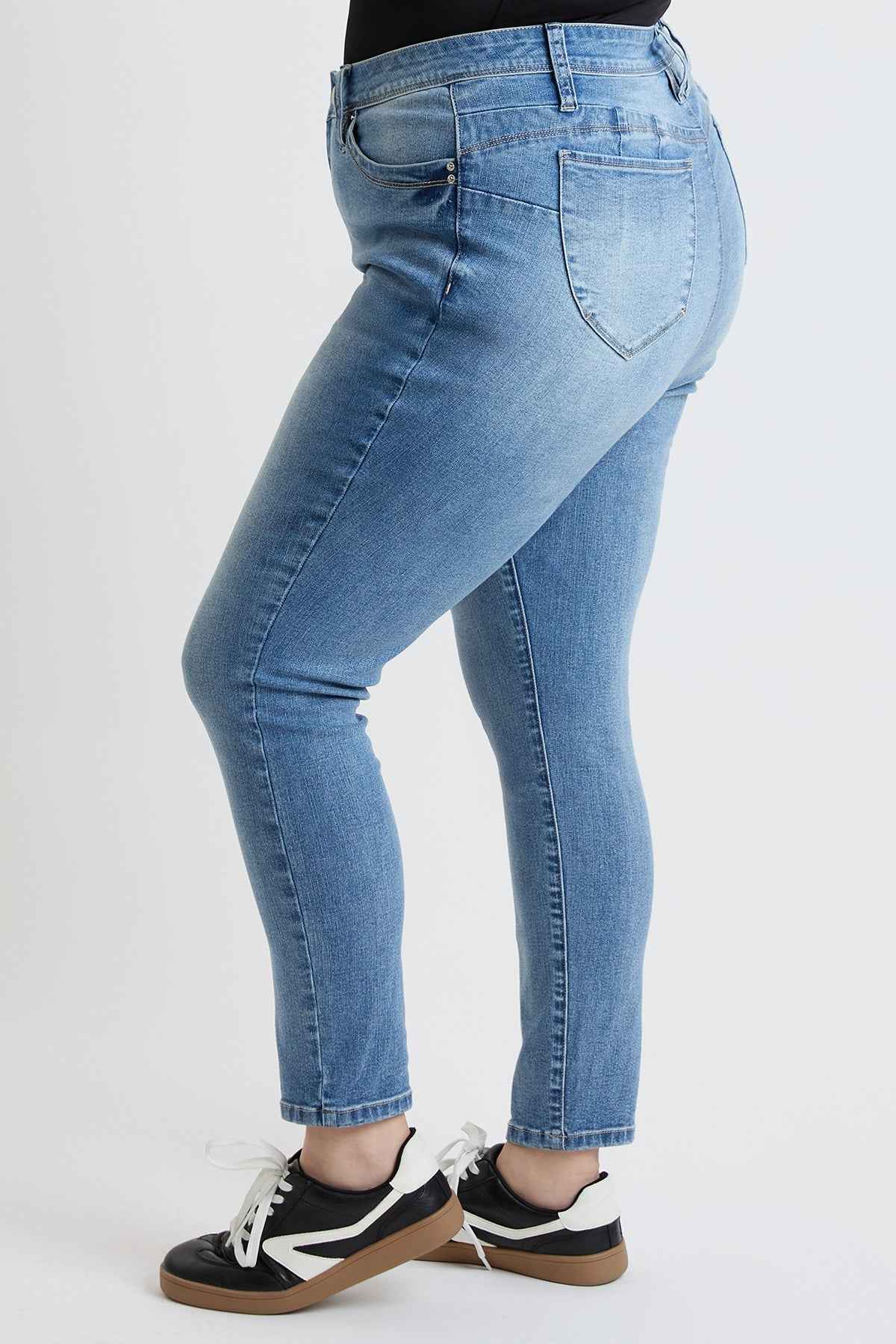 TEEK - Womens Plus High Rise Curve Confidence WannaBettaButt Skinny Jeans JEANS TEEK YMJ