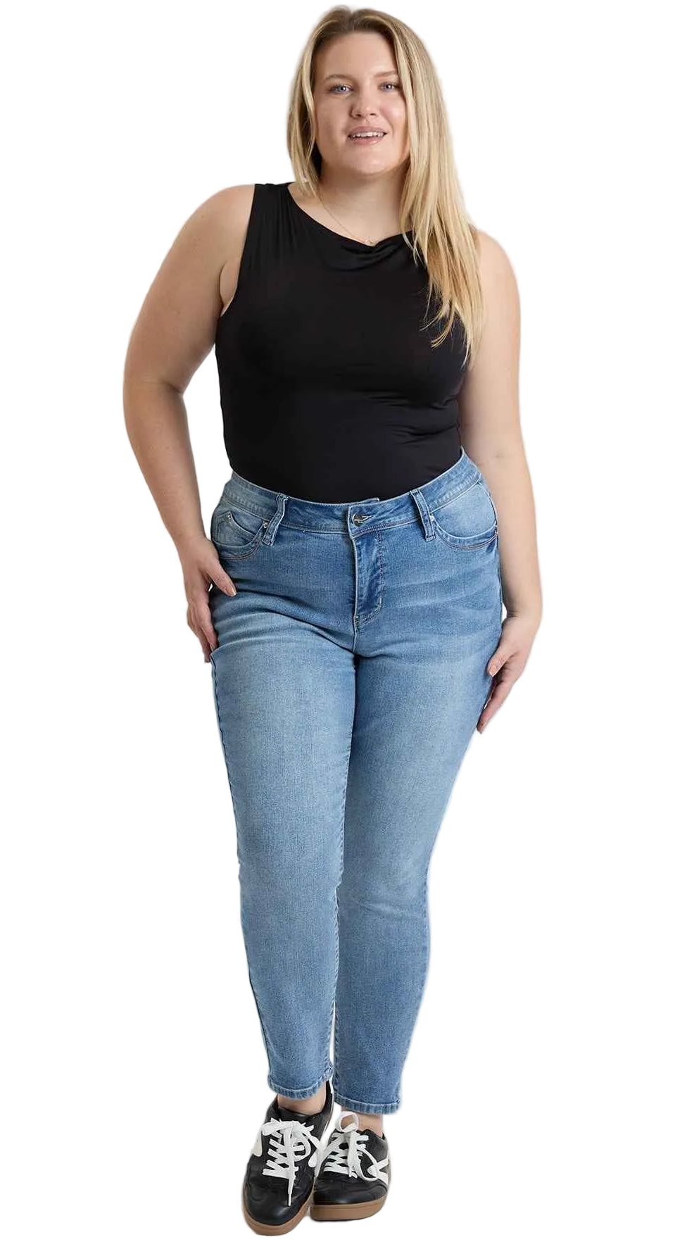 TEEK - Womens Plus High Rise Curve Confidence WannaBettaButt Skinny Jeans JEANS TEEK YMJ