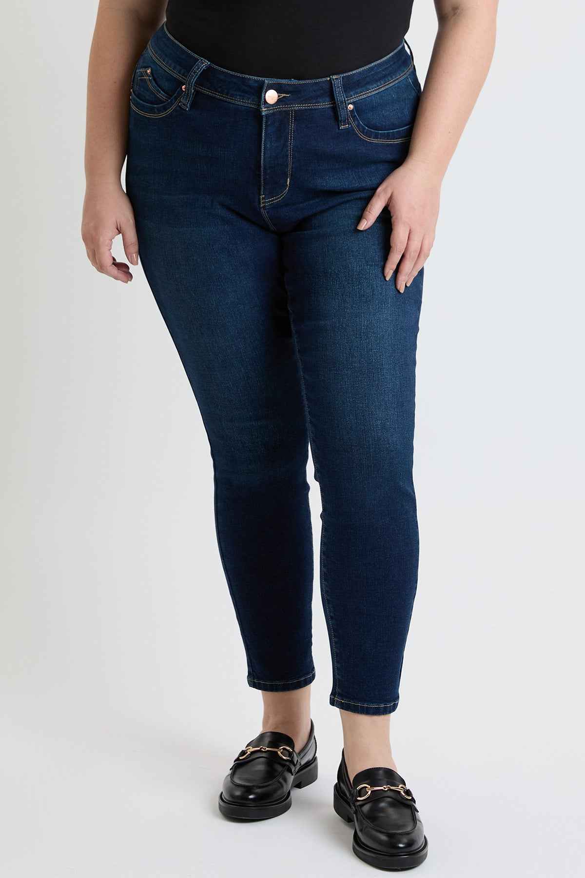 TEEK - Womens Plus High Rise Curve Confidence WannaBettaButt Skinny Jeans JEANS TEEK YMJ