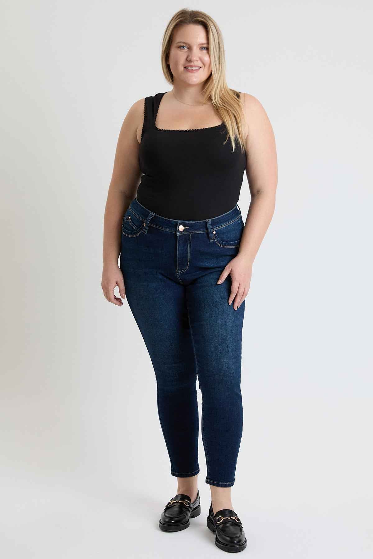 TEEK - Womens Plus High Rise Curve Confidence WannaBettaButt Skinny Jeans JEANS TEEK YMJ