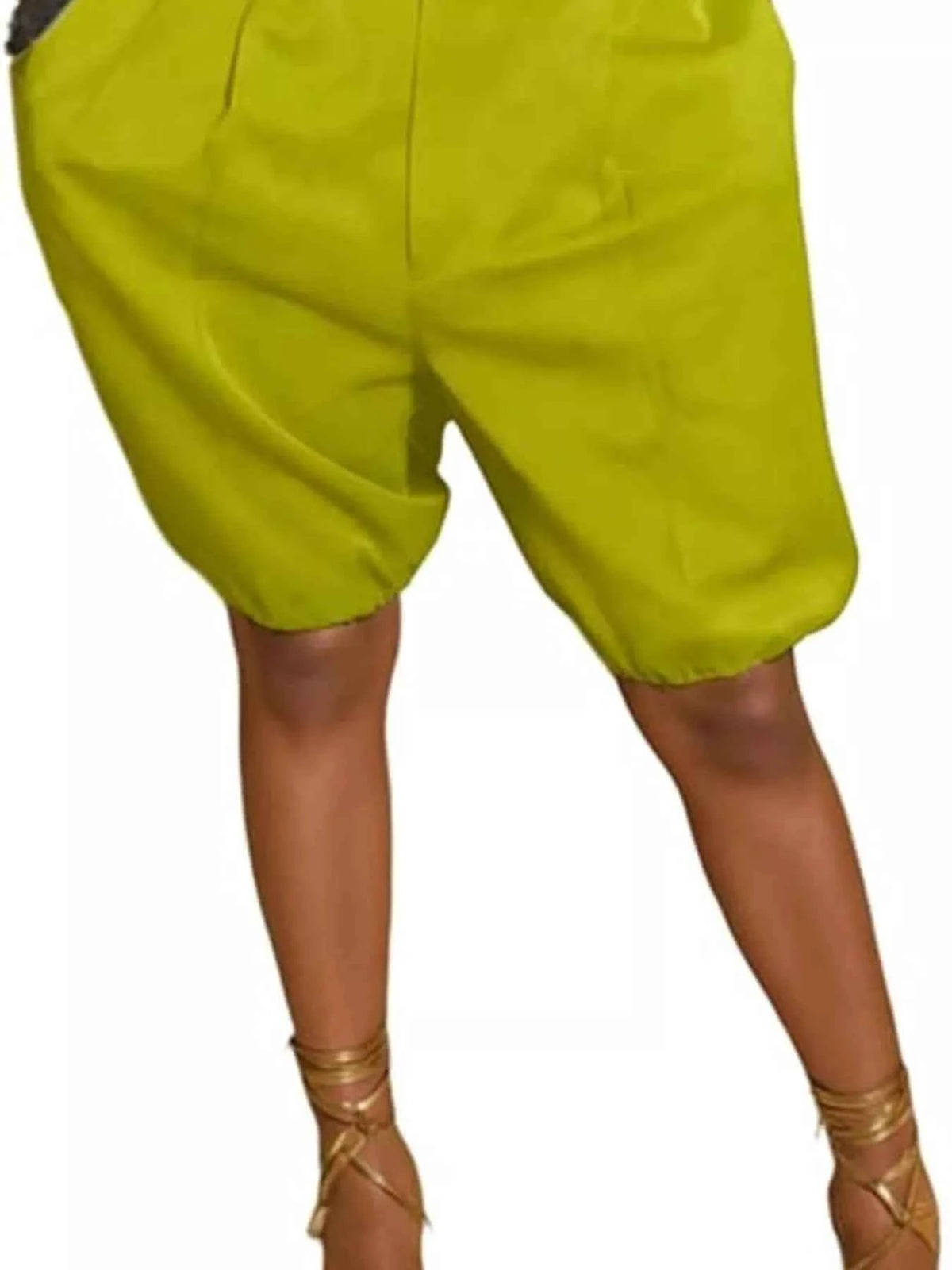 TEEK - Pleated Detail High Waist Shorts SHORTS TEEK Trend Yellow Green S