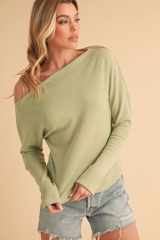 TEEK - Sage One Shoulder Long Sleeve Knit Top TOPS TEEK Trend