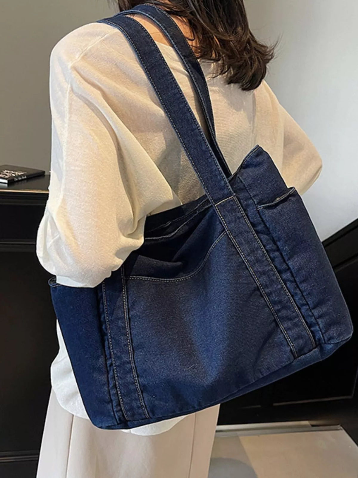 Denim Tote Shoulder Bag Trendsi